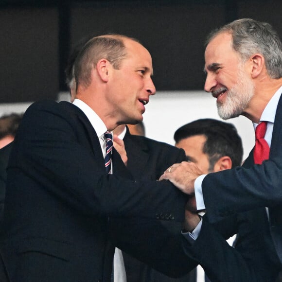 Le prince William et le roi Felipe VI lors de la finale de l'UEFA Euro 2024 à l'Olympiastadion de Berlin, le 14 juillet 2024. Photo Robert Michael/DPA/ABACAPRESS.COM