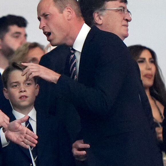 Le prince William et le prince George lors de la finale de l'UEFA Euro 2024 à l'Olympiastadion de Berlin, le 14 juillet 2024. Photo Bradley Collyer/PA Wire/ABACAPRESS.COM