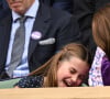 Charlotte a pu profiter pleinement de sa maman qu'elle avait pour elle toute seule
Catherine (Kate) Middleton avec la princesse Charlotte et Pippa Middleton dans les tribunes de la finale du tournoi de Wimbledon 2024, le 14 juillet 2024.