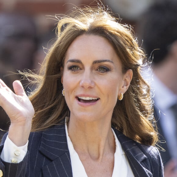 Le prince William, prince de Galles, et Catherine (Kate) Middleton, princesse de Galles, en visite au pavillon Grange à Cardiff, le 3 octobre 2023.