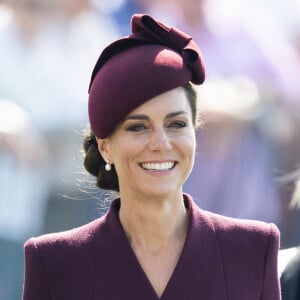 Le prince William, prince de Galles, et Catherine (Kate) Middleton, princesse de Galles assistent à un service religieux marquant le premier anniversaire de la mort de la reine Elizabeth II à la cathédrale St Davids à Haverfordwest dans le Pembrokeshire, pays de Galles, Royaume Uni, le 8 septembre 2023. 