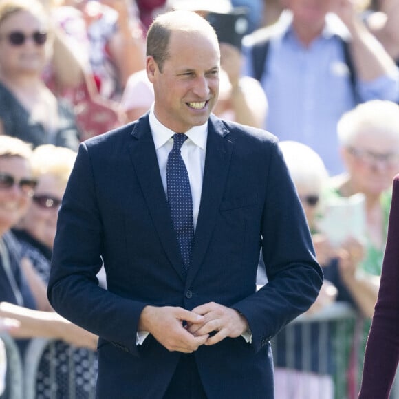 Le prince William, prince de Galles, et Catherine (Kate) Middleton, princesse de Galles assistent à un service religieux marquant le premier anniversaire de la mort de la reine Elizabeth II à la cathédrale St Davids à Haverfordwest dans le Pembrokeshire, pays de Galles, Royaume Uni, le 8 septembre 2023. 