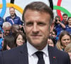 Le président français Emmanuel Macron part après avoir posé avec des athlètes français lors de sa visite au village olympique, lors des Jeux olympiques d'été de 2024, le lundi 22 juillet 2024, à Paris, en France. © Michel Euler/Pool/Bestimage