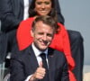 Emmanuel Macron en tribune présidentielle lors de la cérémonie du 144ème défilé militaire du 14 juillet, jour de la Fête Nationale, avenue Foch à Paris, France, le 14 juillet 2024. © Dominique Jacovides/Bestimage 