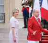 Le prince Albert II de Monaco et la princesse Charlène de Monaco - Emmanuel Macron, Président de la République Française, et la Première dame Brigitte Macron, accueillent les chefs d'Etat et de gouvernement présents à Paris pour la cérémonie d'ouverture des Jeux Olympiques de Paris 2024 (JO). © Dominique Jacovides- Pierre Perusseau /Bestimage 