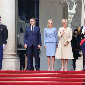 Jill Biden - Emmanuel Macron, Président de la République Française, et la Première dame Brigitte Macron, accueillent les chefs d'Etat et de gouvernement présents à Paris pour la cérémonie d'ouverture des Jeux Olympiques de Paris 2024 (JO). © Dominique Jacovides- Pierre Perusseau /Bestimage 