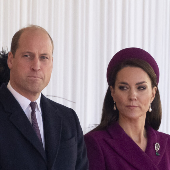 Camilla Parker Bowles, reine consort d'Angleterre, le prince William, prince de Galles, et Catherine (Kate) Middleton, princesse de Galles - La famille royale et le gouvernement du Royaume Uni lors de la cérémonie d'accueil du président de l'Afrique du Sud, en visite d'état à Londres, Royaume Uni, le 22 novembre 2022. 