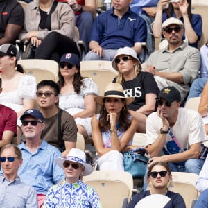 Zinédine Zidane et sa femme Véronique assistent à l'épreuve de tennis (Rafael Nadal) lors des Jeux Olympiques de Paris 2024 (JO) à Roland Garros, à Paris, France, le 28 juillet 2024. © Jacovides-Perusseau/Bestimage