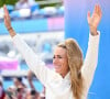 Pauline Ferrand-Prévot ( FRA ) célèbre sa médaille d'or aux Jeux olympiques de Paris 2024  Federico Pestellini-DPPI / Panoramic / Bestimage