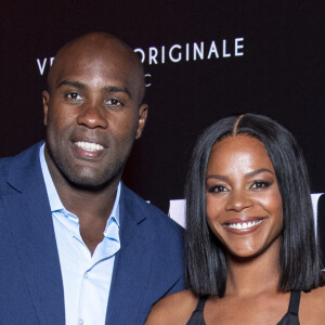 Teddy Riner et sa femme Luthna Plocus au photocall de la soirée "Unis comme jamais" au profit de l'Unicef, au pavillon Cambon à Paris. Le 8 novembre 2021. © Pierre Perusseau / Bestimage