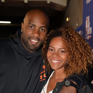 Teddy Riner et sa compagne Luthna Plocus au match de NBA Game Paris 2020 entre les Bucks de Milwaukee et les Charlotte Hornet à l'AccorHotels Arena à Paris le 24 janvier 2020. © Veeren / Bestimage