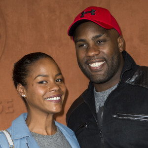 Teddy Riner et sa compagne Luthna Plocus au village lors des internationaux de tennis de Roland Garros à Paris, France, le 5 juin 2019. © JB Autissier / Panoramic / Bestimage