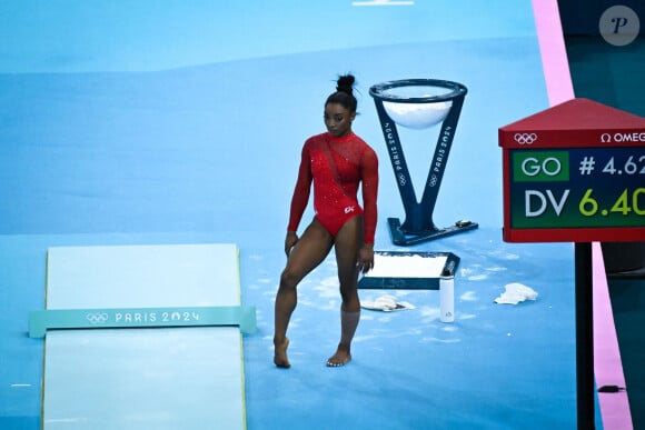 Simone Biles lors des Jeux olympiques de Paris 2024. ( Photo by federico pestellini / DPPI / Panoramic ) -