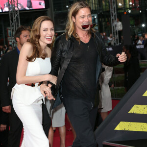 Brad Pitt et Angelina Jolie a la premiere de "World War Z" a Berlin en Allemagne le 4 juin 2013.