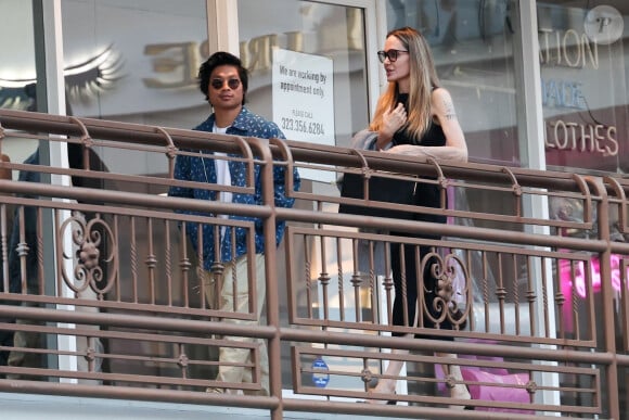 Exclusif - Angelina Jolie et son fils Pax Thien Jolie-Pitt sont allés dîné au restaurant Sushi Park à West Hollywood.