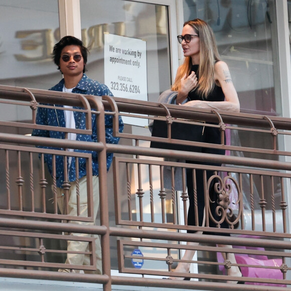 Exclusif - Angelina Jolie et son fils Pax Thien Jolie-Pitt sont allés dîné au restaurant Sushi Park à West Hollywood.