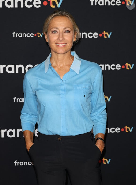 Anne-Sophie Lapix au photocall pour la conférence de presse de rentrée de France TV à la Grande Halle de la Villette à Paris, France, le 11 juillet 2023. © Coadic Guirec/Bestimage 