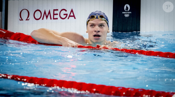 Léon Marchand remporte la finale du 400m masculin lors de la deuxième journée des Jeux Olympiques Paris 2024 le 28 juillet 2024. Robin Utrecht/ABACAPRESS.COM