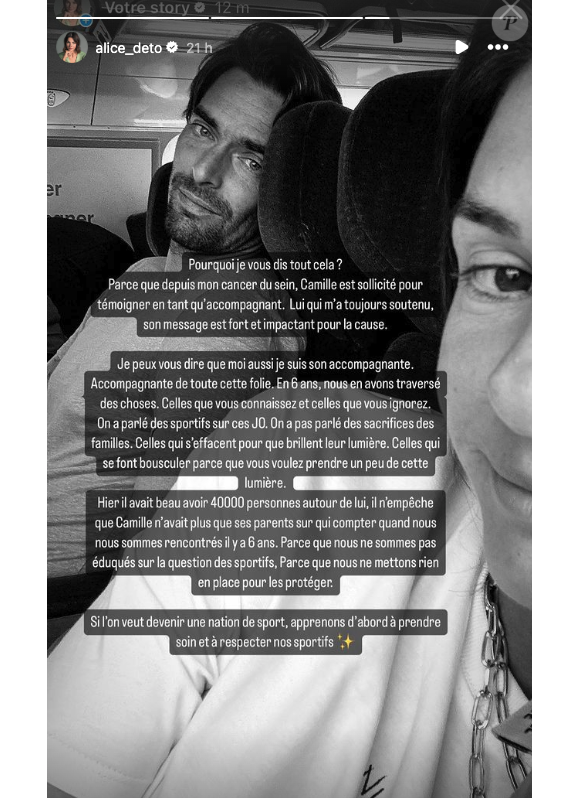 "Si l'on veut devenir une nation de sport, apprenons d'abord à prendre soin et à respecter nos sportifs", conclut la compagne de Camille Lacourt
Alice Detollenaere s'exprime sur Instagram après le Marathon pour tous
