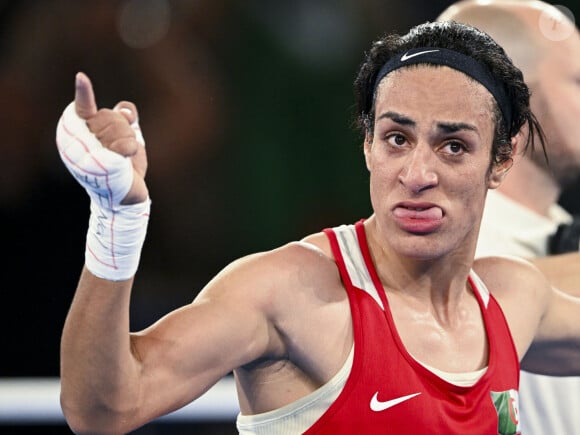 (info : la boxeuse Imane Khelif dépose plainte pour cyberharcèlement, Elon Musk et J.K. Rowling cités) - Imane Khelif devient championne olympique en -66 kg aux JO de Paris 2024, le 9 aout 2024. L'Algérienne Imane Khelif, dont la féminité a été remise en question, devient championne olympique en - 66 kg, en battant la Chinoise Y.Liu, en finale aux Jeux Olympiques de Paris2024 (JO), le 9 août 2024. © Jacovides-Perusseau / Bestimage