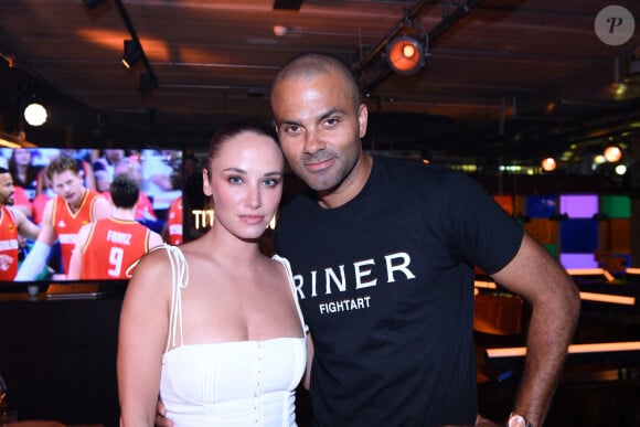 Exclusif - Tony Parker avec sa compagne Agathe Teyssier - Teddy Riner fête son titre de champion Olympique de judo +100KG au restaurant "Podium" du groupe (Les bistrots Pas Parisiens) à Paris le 2 aout 2024. © Rachid Bellak/Bestimage