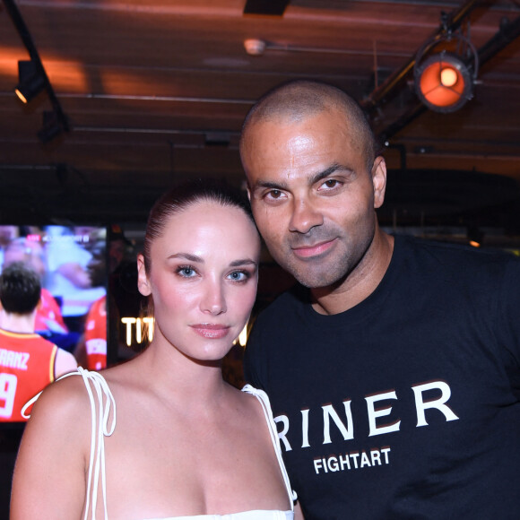 Exclusif - Tony Parker avec sa compagne Agathe Teyssier - Teddy Riner fête son titre de champion Olympique de judo +100KG au restaurant "Podium" du groupe (Les bistrots Pas Parisiens) à Paris le 2 aout 2024. © Rachid Bellak/Bestimage