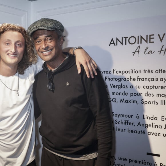 Exclusif - Joalukas Noah et son père Yannick Noah - Isabelle Camus a organisé pour son ami photographe Antoine Verglas, le vernissage de l'exposition éphémère de ses photographies à la Galerie La Hune en partenariat avec YellowKorner le 4 juillet 2023. © Jack Tribeca/Bestimage 