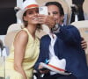 Sylvie Tellier et son mari Laurent Schenten - Célébrités dans les tribunes de la finale homme des Internationaux de France de tennis de Roland Garros 2024 à Paris. © Jacovides-Moreau/Bestimage