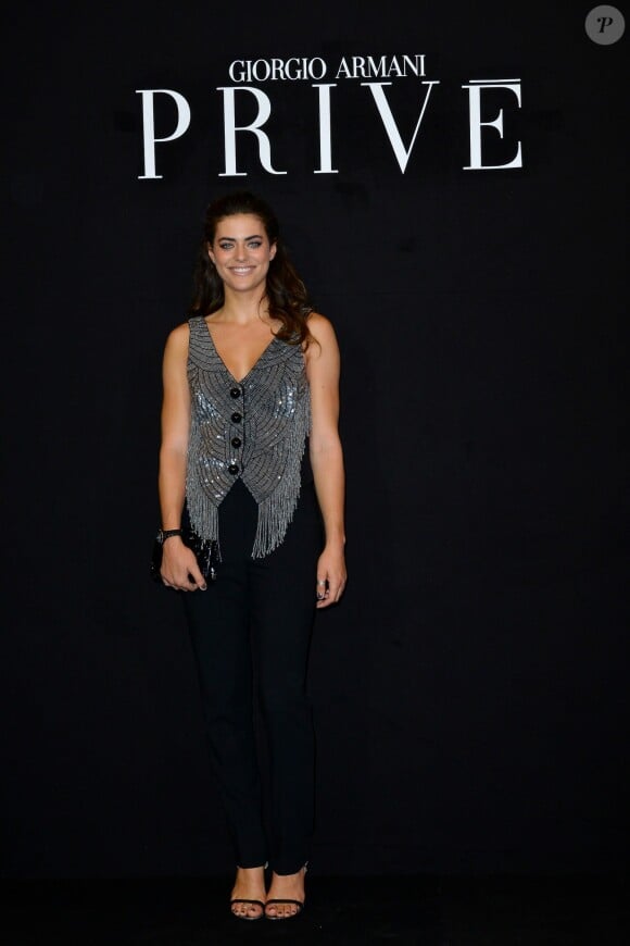 Alyson Le Borges (fille d'Anthony Delon) - People au defile de mode haute couture Automne-Hiver 2013/2014 "Armani Prive" a Paris le 2 juillet 2013. 