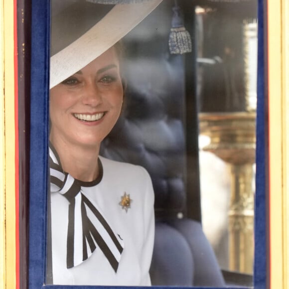 Kate Middleton, princesse de Galles lors de la parade militaire "Trooping the Colour" à Londres le 15 juin 2024 