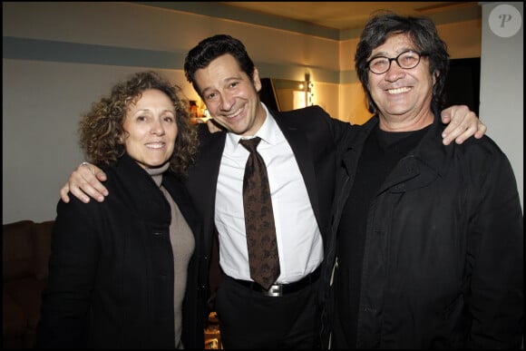 Mireille Dumas et son mari Dominique avec Laurent Gerra en 2010.