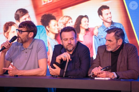 Laurent Kérusoré, Stéphane Henon et Jérôme Bertin lors de la rencontre avec l'équipe de Plus Belle La Vie, Encore Plus Belle (TF1), modérée par le journaliste Alexandre du Serie Mania Festival international Lille 2024, à Lille, France, le 16 mars 2024. © Stéphane Vansteenkiste/Bestimage  Series Mania festival opening ceremony in Lille, France, on March 16, 2024.