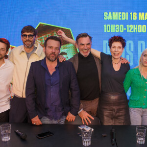 Jeremy Charvet, Laurent Kérusoré, Stéphane Henon, Jérôme Bertin, Marie Réache, Manon Chevallier et Lola Marois lors de la rencontre avec l'équipe de Plus Belle La Vie, Encore Plus Belle (TF1), modérée par le journaliste Alexandre du Serie Mania Festival international Lille 2024, à Lille, France, le 16 mars 2024. © Stéphane Vansteenkiste/Bestimage  Series Mania festival opening ceremony in Lille, France, on March 16, 2024.