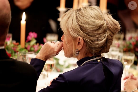 Discours et toast de Emmanuel Macron - Dîner d'état en l'honneur du président Emmanuel Macron et sa femme Brigitte Macron offert par le président de la Confédération suisse à Berne le 15 novembre 2023. © Dominique Jacovides / Bestimage 