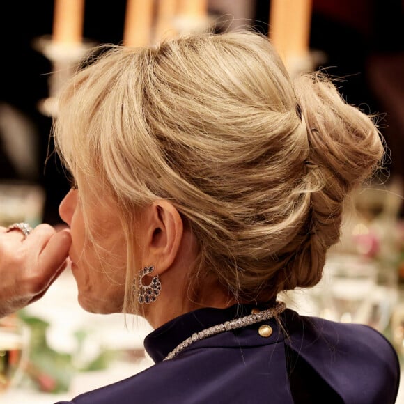 Discours et toast de Emmanuel Macron - Dîner d'état en l'honneur du président Emmanuel Macron et sa femme Brigitte Macron offert par le président de la Confédération suisse à Berne le 15 novembre 2023. © Dominique Jacovides / Bestimage 