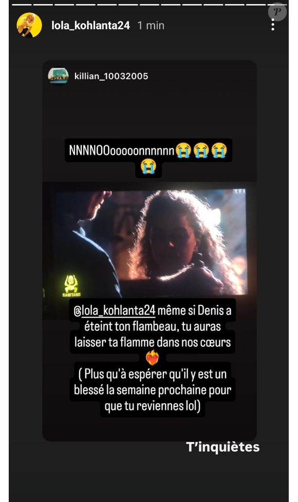 Sur Instagram, Lola a évoqué son potentiel retour dans le jeu.
Lola évoque son éventuel retour dans "Koh-Lanta, La Tribu maudite", sur Instagram.