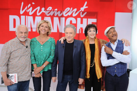 Exclusif - Francis Perrin, Corinne Touzet, Michel Drucker, Anny Duperey, Pascal Legitimus - Enregistrement de l'émission "Vivement Dimanche", présentée par M.Drucker et diffusée le 15 septembre sur France 3. Le 10 septembre 2024 © Guillaume Gaffiot / Bestimage