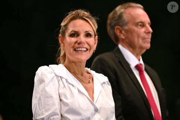 Christian Estrosi, le maire de Nice, avec sa femme, Laura Tenoudji Estrosi et son invité d'honneur Renaud Muselier, le préside,nt de la région PACA, a orchestré "Lou Festin Nissart", un diner amical et convivial autour du maire, au jardin Albert 1er sur la Coulée Verte à Nice le 6 septembre 2024. © Bruno Bebert/Bestimage