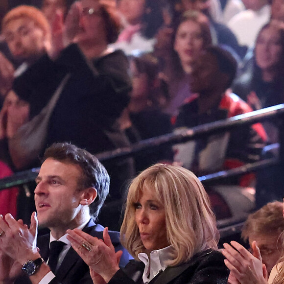 Exclusif - Didier Deschamps, Emmanuel et Brigitte Macron, sa fille Tiphaine Auzière - Personnalités lors de l'enregistrement de l'émission "Le gala des Pièces Jaunes, le concert événement" au Zenith de Paris, et diffusée le 28 janvier sur France 2. Le 25 janvier 2023 © Dominique Jacovides / Bestimage 