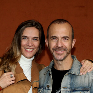 Calogero et Marie Bastide au village des internationaux de tennis de Roland Garros le jour de la finale homme Nadal / Djokovic à Paris le 11 octobre 2020. © Dominique Jacovides / Bestimage