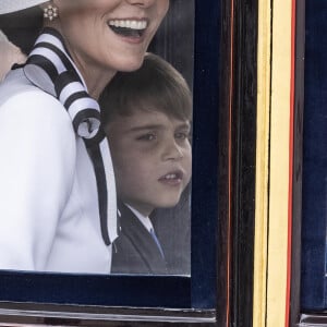 La princesse de Galles et le prince Louis lors de la montée des couleurs à Londres, au Royaume-Uni, le 15 juin 2024. Photo par Richard Pohle/The Times/News Licensing/ABACAPRESS.COM