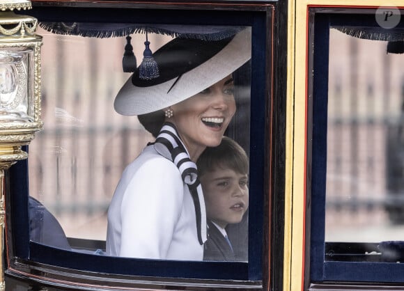 La princesse de Galles et le prince Louis lors de la montée des couleurs à Londres, au Royaume-Uni, le 15 juin 2024. Photo par Richard Pohle/The Times/News Licensing/ABACAPRESS.COM