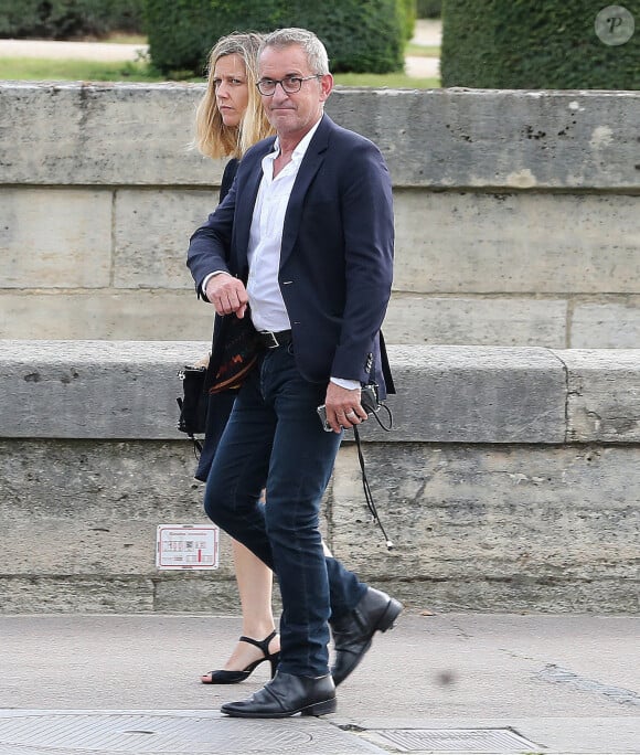 Christophe Dechavanne et sa compagne Elena Foïs : cérémonie d'hommage national à Jean-Paul Belmondo à l'Hôtel des Invalides à Paris le 9 septembre 2021 © Panoramic / Bestimage