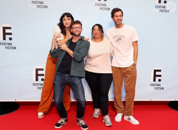 Shirine Boutella, Xavier Lacaille, Melha Bedia et Victor Belmondo - Photocall de "Miskina, la pauvre" lors de la 24ème édition du Festival de la Fiction TV de La Rochelle. Le 14 septembre 2022 © Patrick Bernard / Bestimage