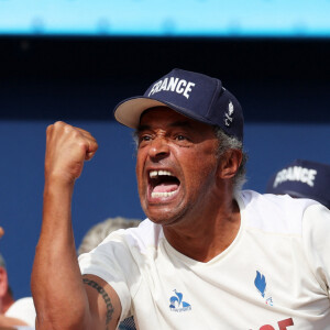 Yannick Noah, coach de l'équipe de France paralympique de tennis fauteuil lors de la rencontre de tennis fauteuil entre S.Houdet et M.delaPuente en quart de finale des jeux paralympiques Paris 2024 le 4 septembre 2024. © Dominique Jacovides / Bestimage 