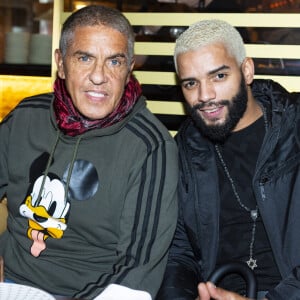 Exclusif - Samy Naceri et Brahim Zaibat lors du lancement du restaurant "Festif chez Noura" , gastronomie libanaise, à Paris le 3 janvier 2022. © Pierre Perusseau / Bestimage 