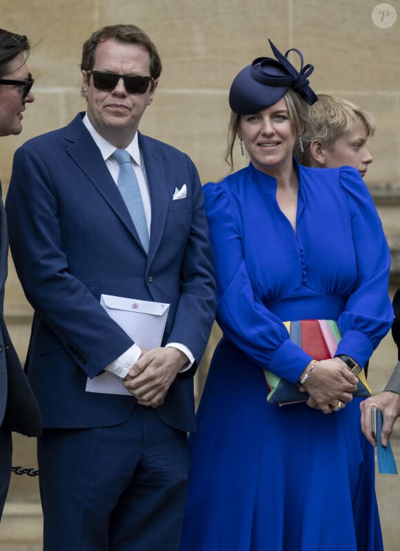 Tom Parker Bowles et sa soeur Laura Lopes lors de la cérémonie de l'ordre de la Jarretière à la chapelle Saint-Georges du château de Windsor. Londres, la 13 juin 2022. 