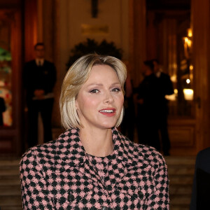 S.A.S. la Princesse Charlène de Monaco , Présidente d'Honneur de l'association Pink Ribbon, a procédé à l'illumination de la place du casino en rose à Monaco le 4 Octobre 2024. © Dominique Jacovides - Bruno Bebert / Bestimage 