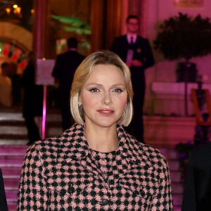 S.A.S. la Princesse Charlène de Monaco , Présidente d'Honneur de l'association Pink Ribbon, a procédé à l'illumination de la place du casino en rose à Monaco le 4 Octobre 2024. © Dominique Jacovides - Bruno Bebert / Bestimage 