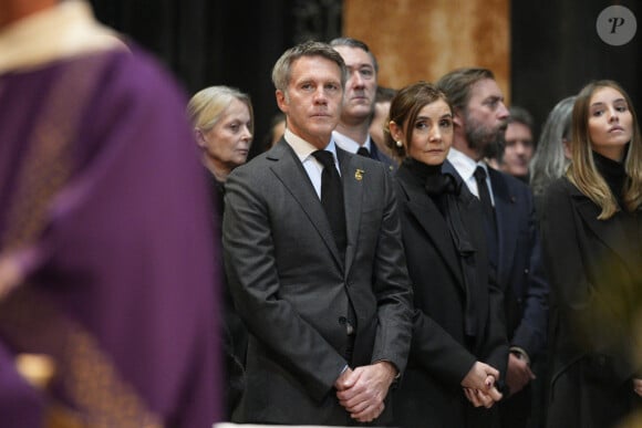 La princesse Elena de Yougoslavie, Le prince Emmanuel-Philibert de Savoie, La princesse Clotilde Courau de Savoie, Le prince Aimone et la princesse Olga de Savoie Aoste, La princesse Vittoria de Savoie - La cérémonie funéraire de Victor Emmanuel de Savoie, fils du dernier roi d'Italie, en la cathédrale Saint-Jean-Baptiste de Turin, le 10 février 2024.